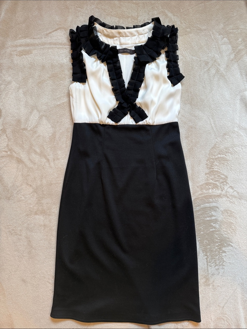 The Limited Black & White Ruffle-Trim Sheath Dress